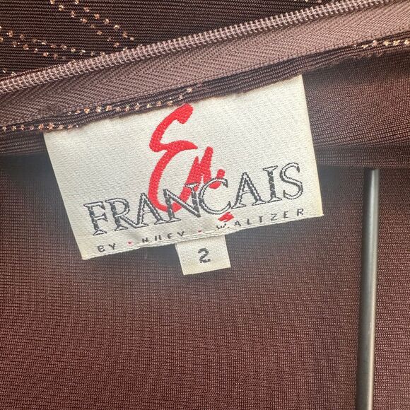 Vtg En Francais by Huey Waltzer Brown Long Sleeve Mock Neck Maxi Gown Women Sz 2 - Picture 6 of 7